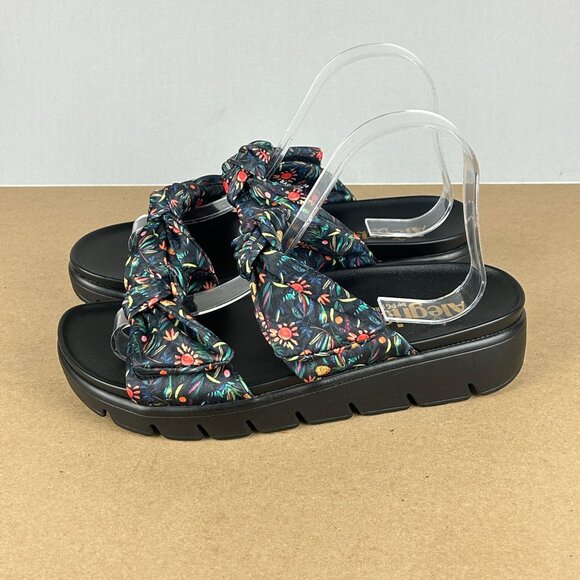 Alegria PG Lite Sage Two Strap Floral Slide Sandals Womens 8/8.5 EU 38 Black - Picture 1 of 10
